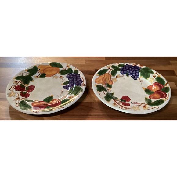 Hannah TableTops Unlimited Hand Painted Collection 11” Dinner Plates Set of 2 - Picture 6 of 10
